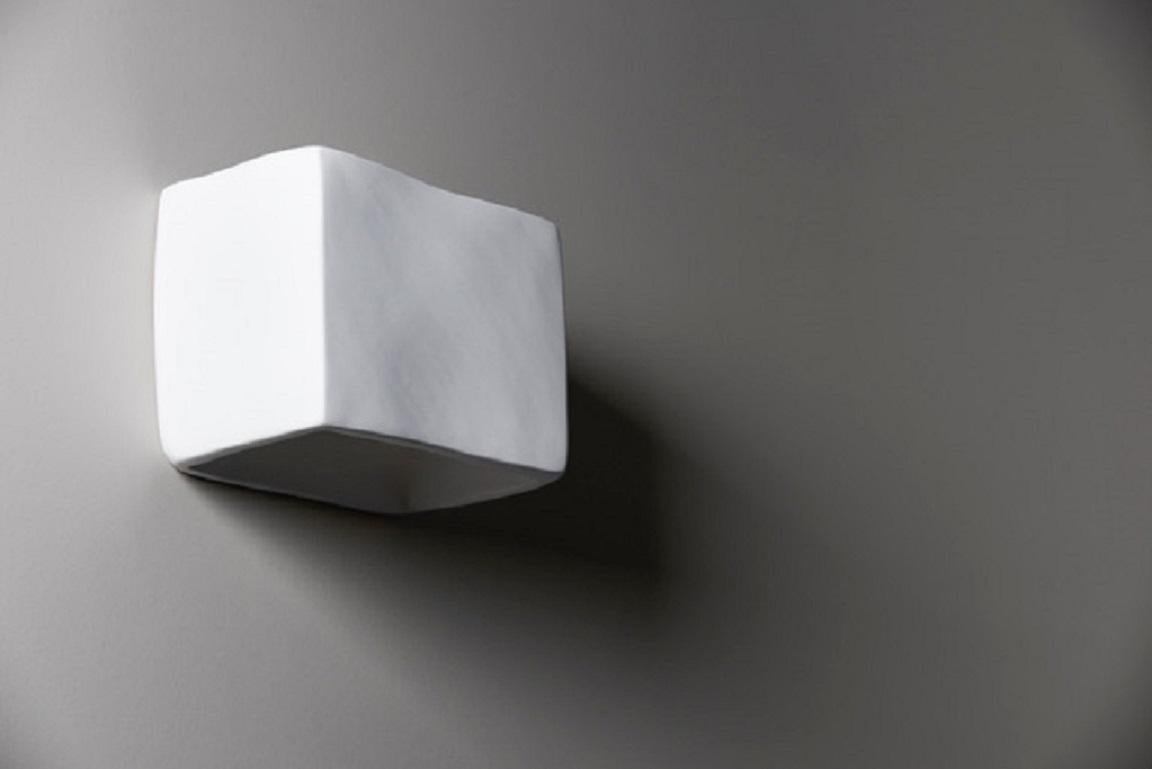 Molded Soft Cube Contemporary Wall Sconce, Wall Light, White Plaster, Hannah Woodhouse For Sale