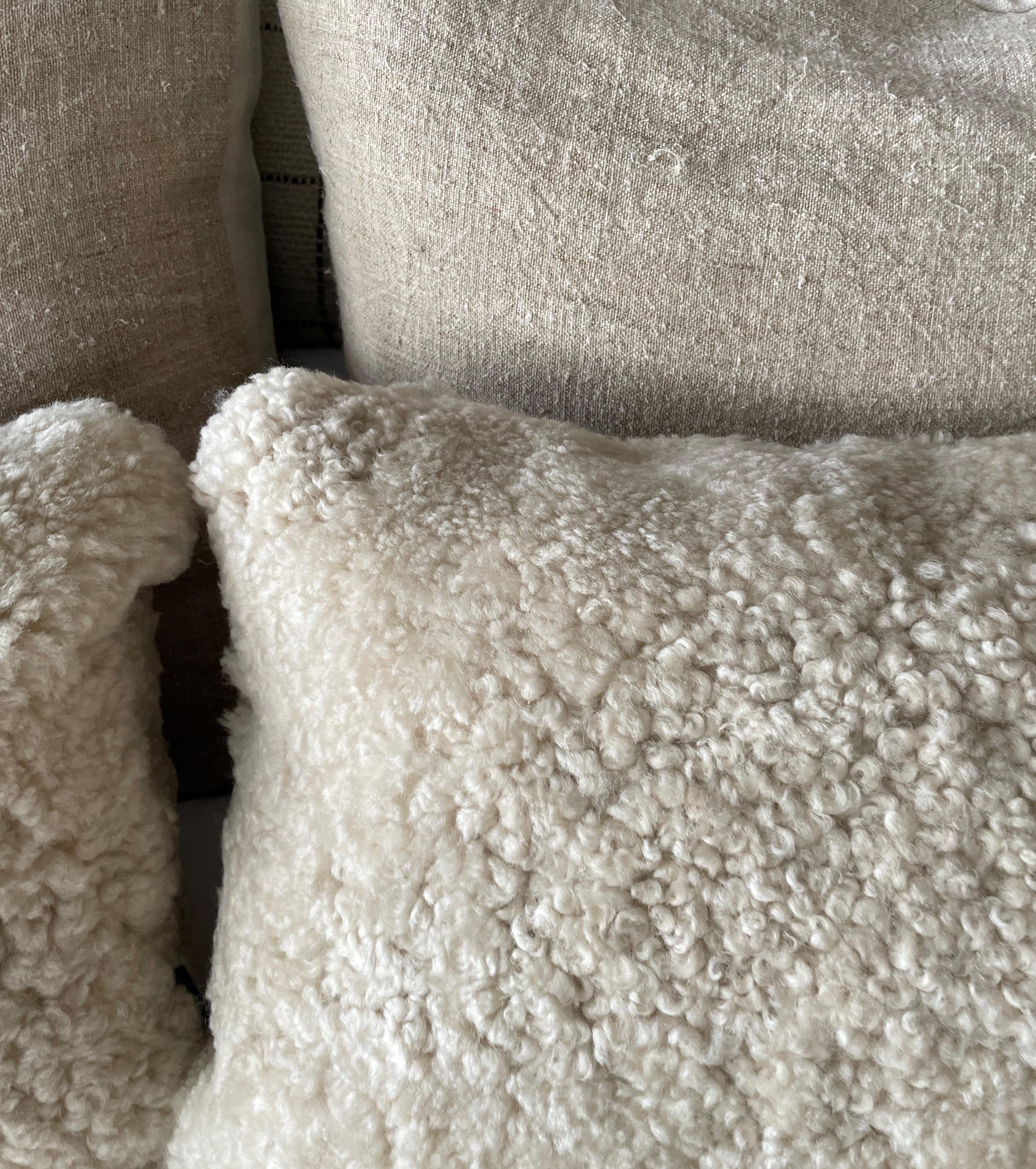 Soft Curly Sherpa Lumbar Pillow with Insert In New Condition For Sale In Brea, CA