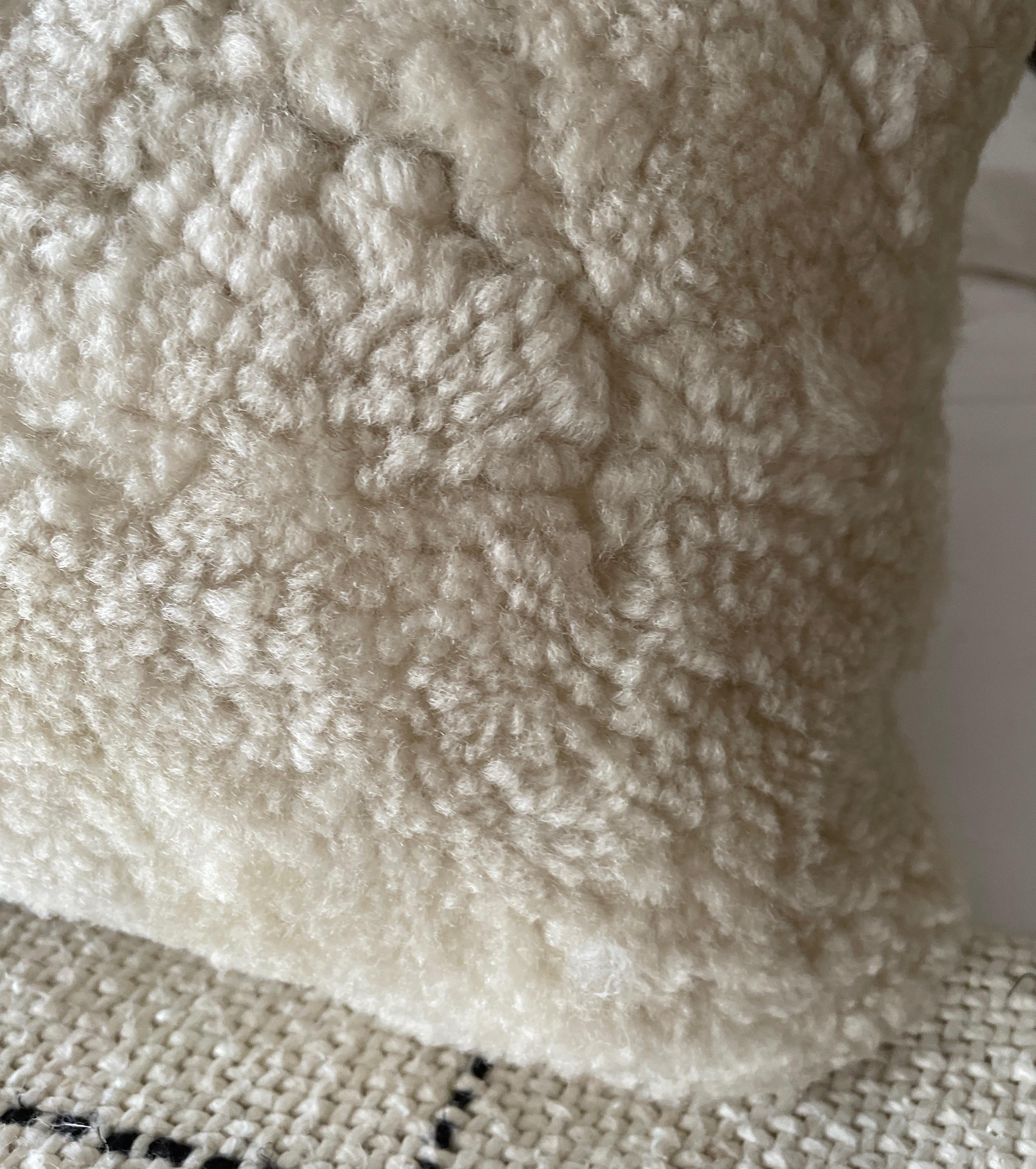 Contemporary Soft Curly Sherpa Lumbar Pillow with Insert For Sale