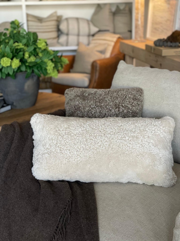 Soft Curly Sherpa Lumbar Pillow with Insert For Sale at 1stDibs