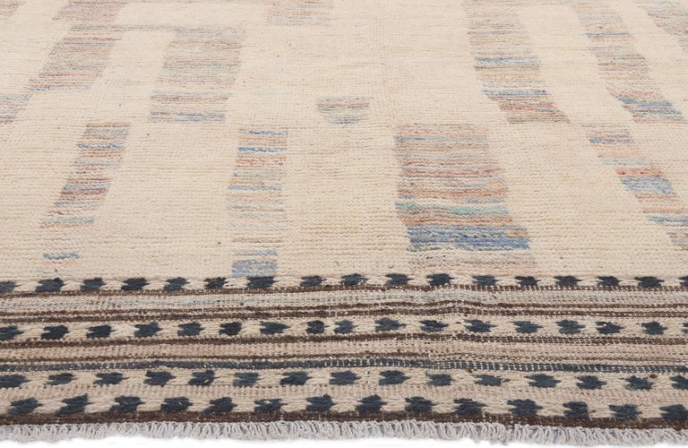 Soft EarthTone Modern Moroccan Area Rug with Short Pile For Sale at