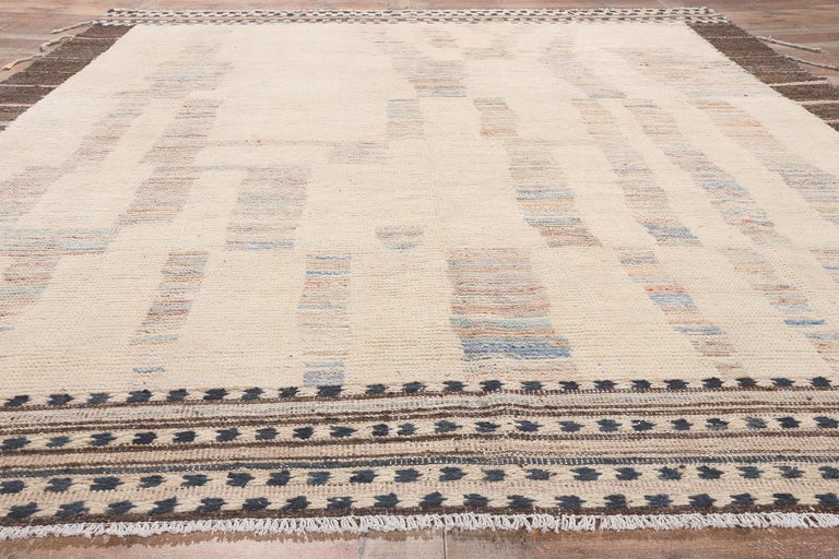 Soft EarthTone Modern Moroccan Area Rug with Short Pile For Sale at