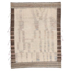 Soft Earth-Tone Modern Moroccan Area Rug with Short Pile
