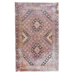 Soft earthy rose, purple, ochre Antique Distressed Hamadan Wool Rug 5'8''x8'10''