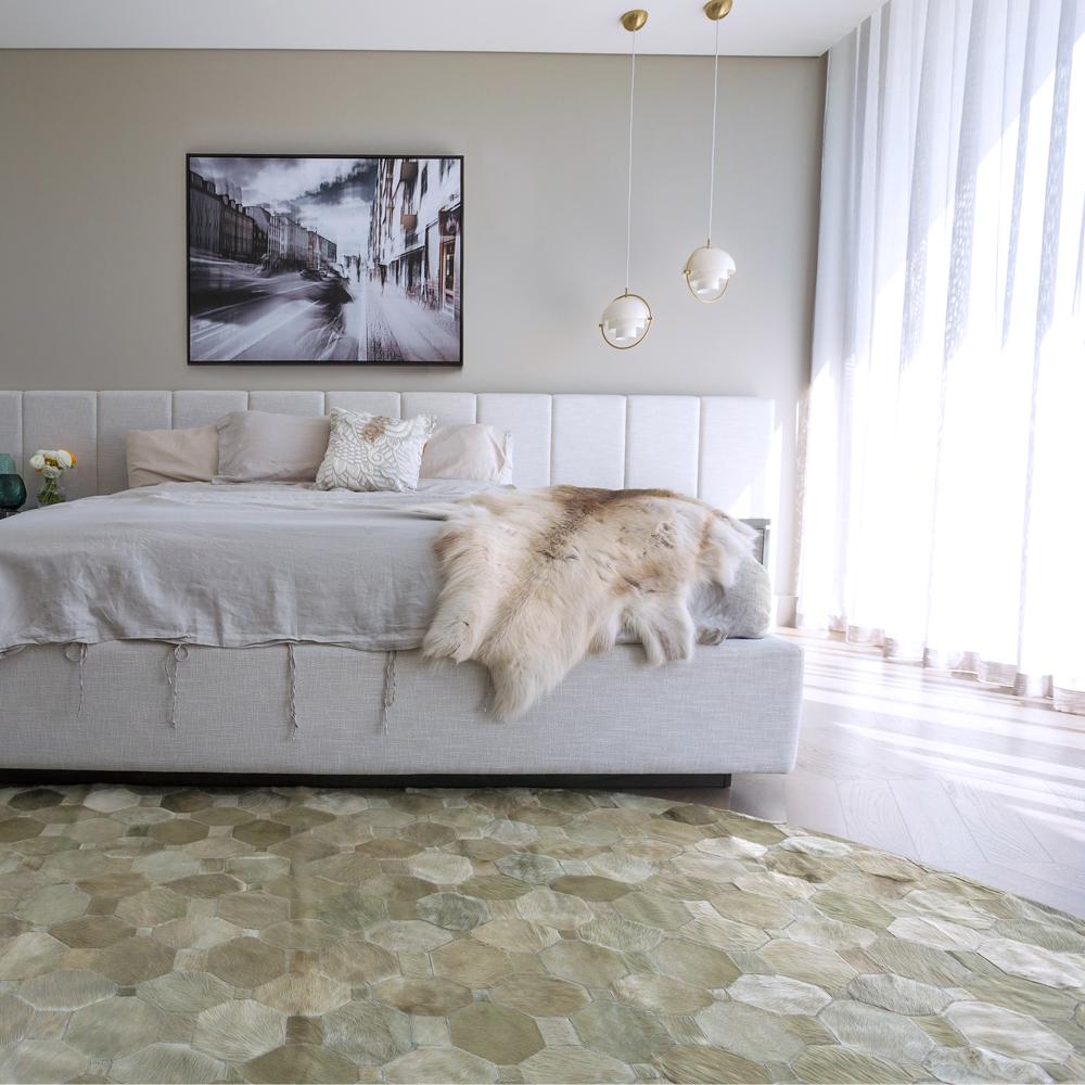 Pakistano Tappeto da pavimento in pelle bovina Oleada Moss personalizzabile Soft and Elegance Large in vendita