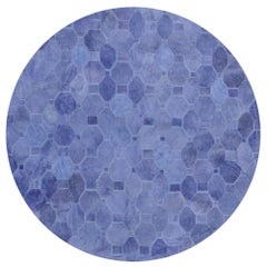 Tapis de sol en cuir de vachette Oleada Periwinkle, doux et élégant, personnalisable, grand format