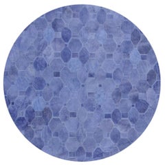 Petit tapis de sol personnalisable en cuir de vache Oleada Periwinkle, doux et élégant