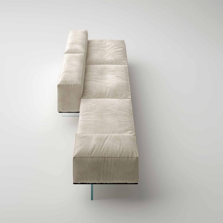 Contemporary Soft Glass Sofa, Designed by Massimo Castagna, Made in Italy  For Sale
