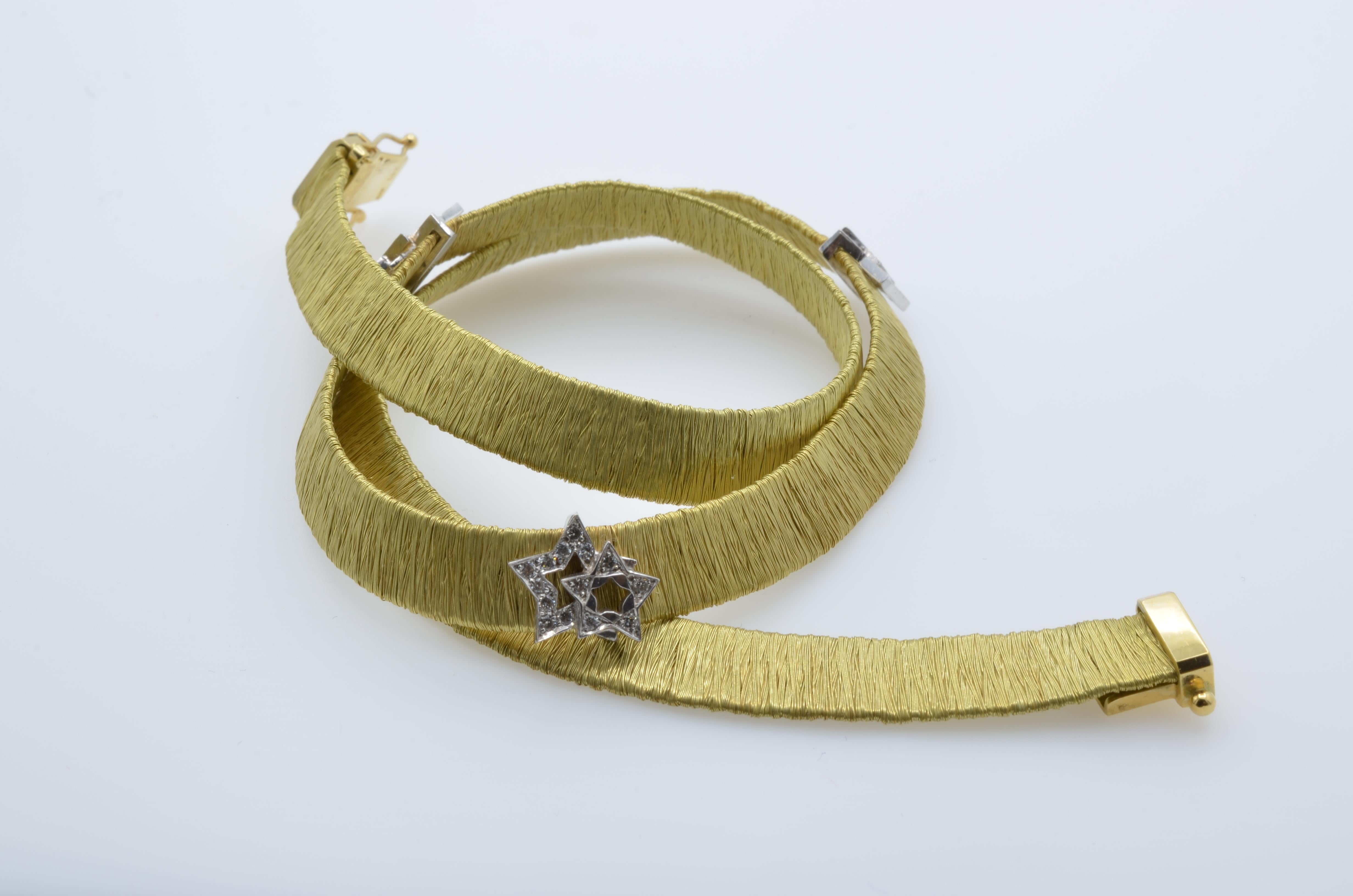 Halskette aus weichem Goldgeflecht mit Diamant-Sternmotiv, 1970, Italien, 18 Karat im Angebot 6