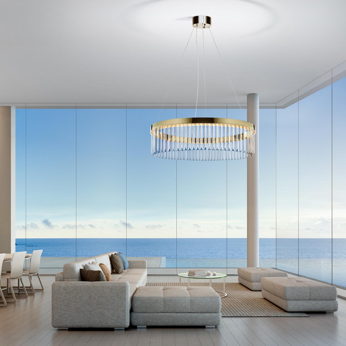 Soft Gold Ring Large Chandelier by Il Paralume Marina In New Condition For Sale In Milan, IT