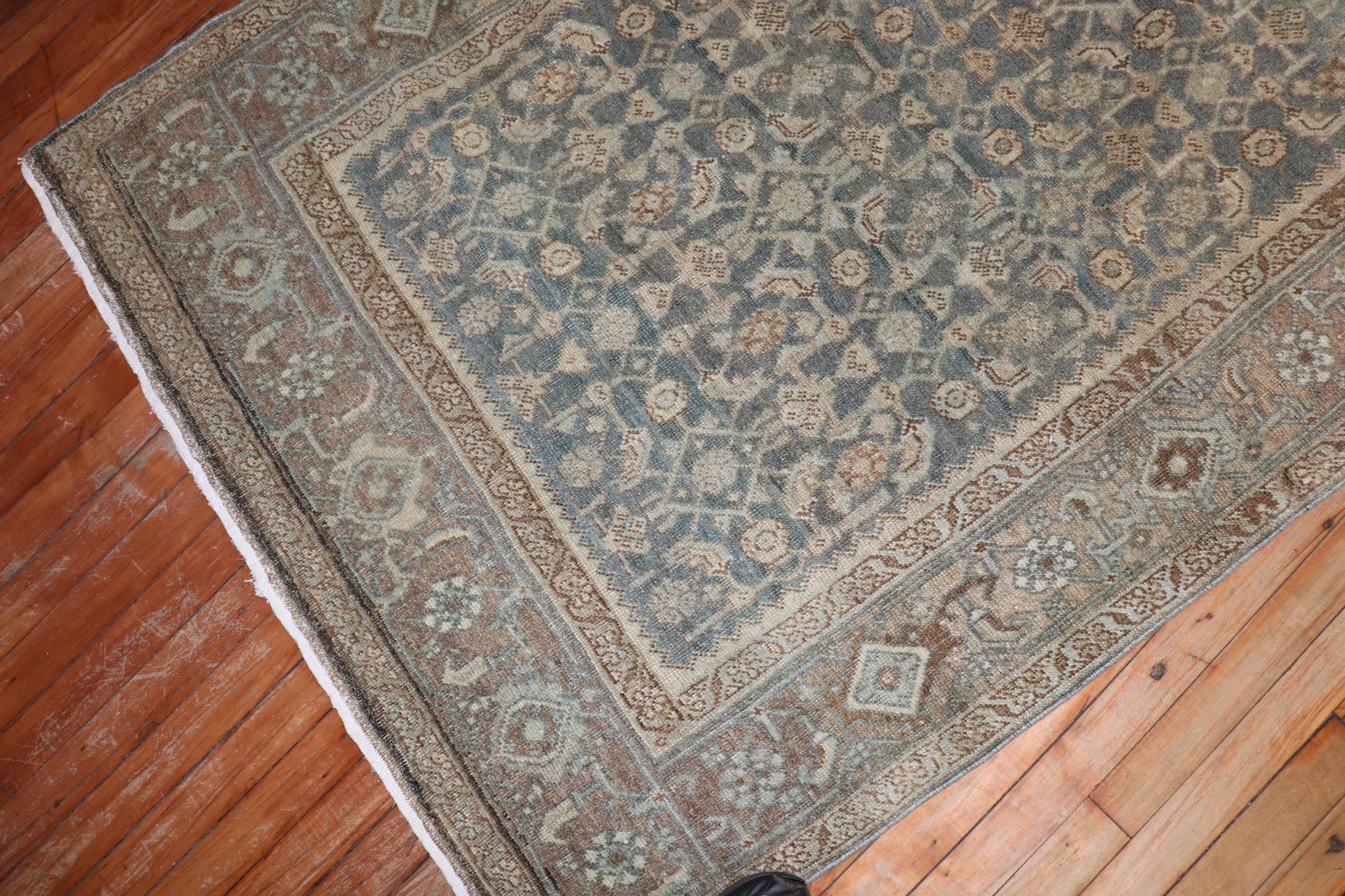 Persian Soft Green Antique Malayer Rug For Sale