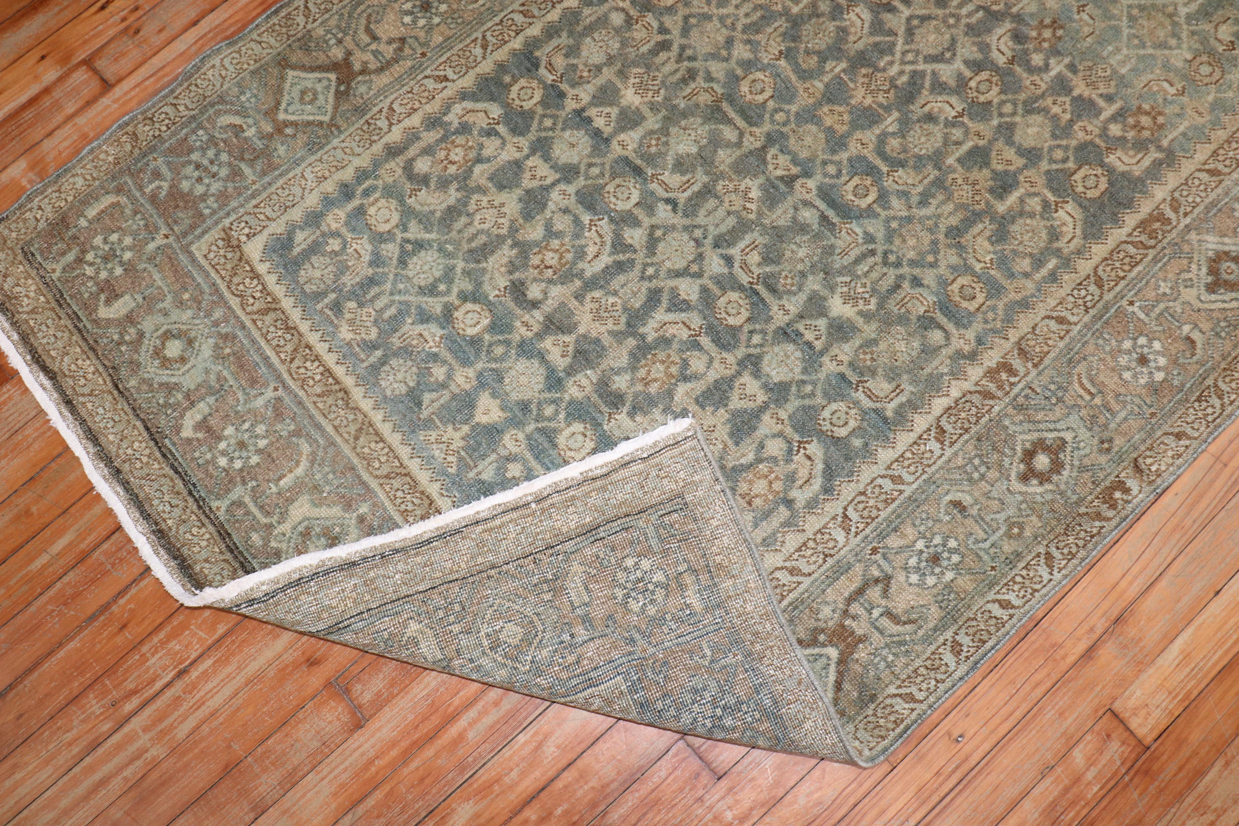 Soft Green Antique Malayer Rug In Good Condition For Sale In New York, NY