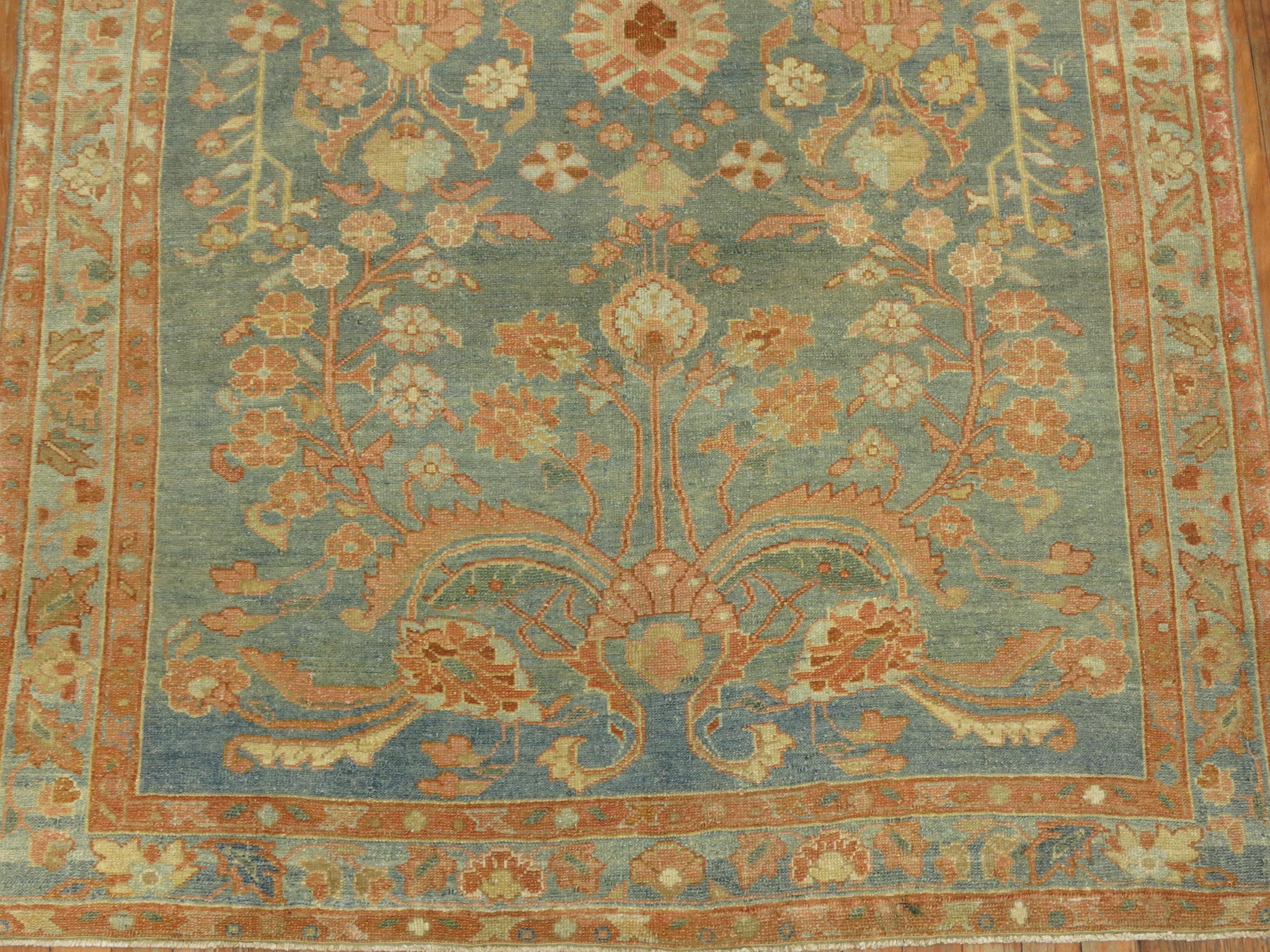 A formal Persian malayer foyer accent size rug from the early 20th century.

Measures: 4'5” x 6'5''.