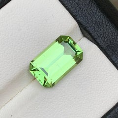 Soft Green Natural Peridot 5.10 Carat Emerald Cut Loose Gemstone for Ring