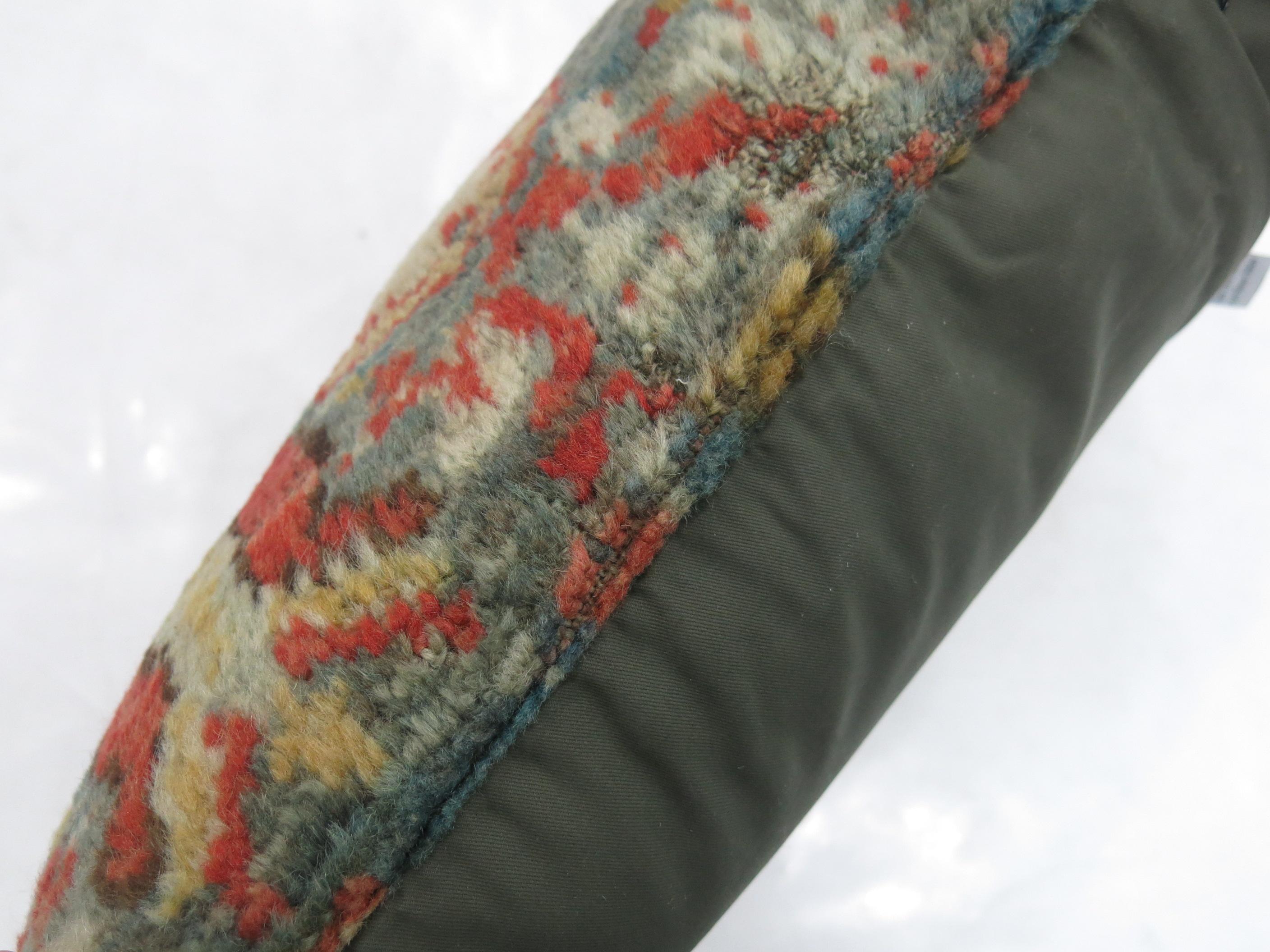 Adirondack Soft Green Red Oushak Lumbar Pillow