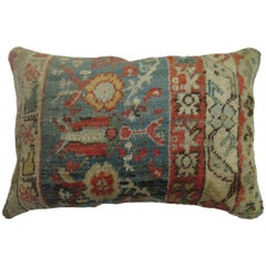 Antique Soft Green Red Oushak Lumbar Pillow