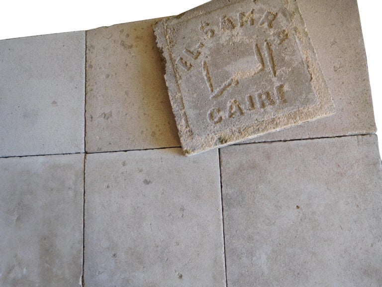 Soft Grey-Nuanced, Old Cement-Floor Tiles For Sale at 1stdibs
