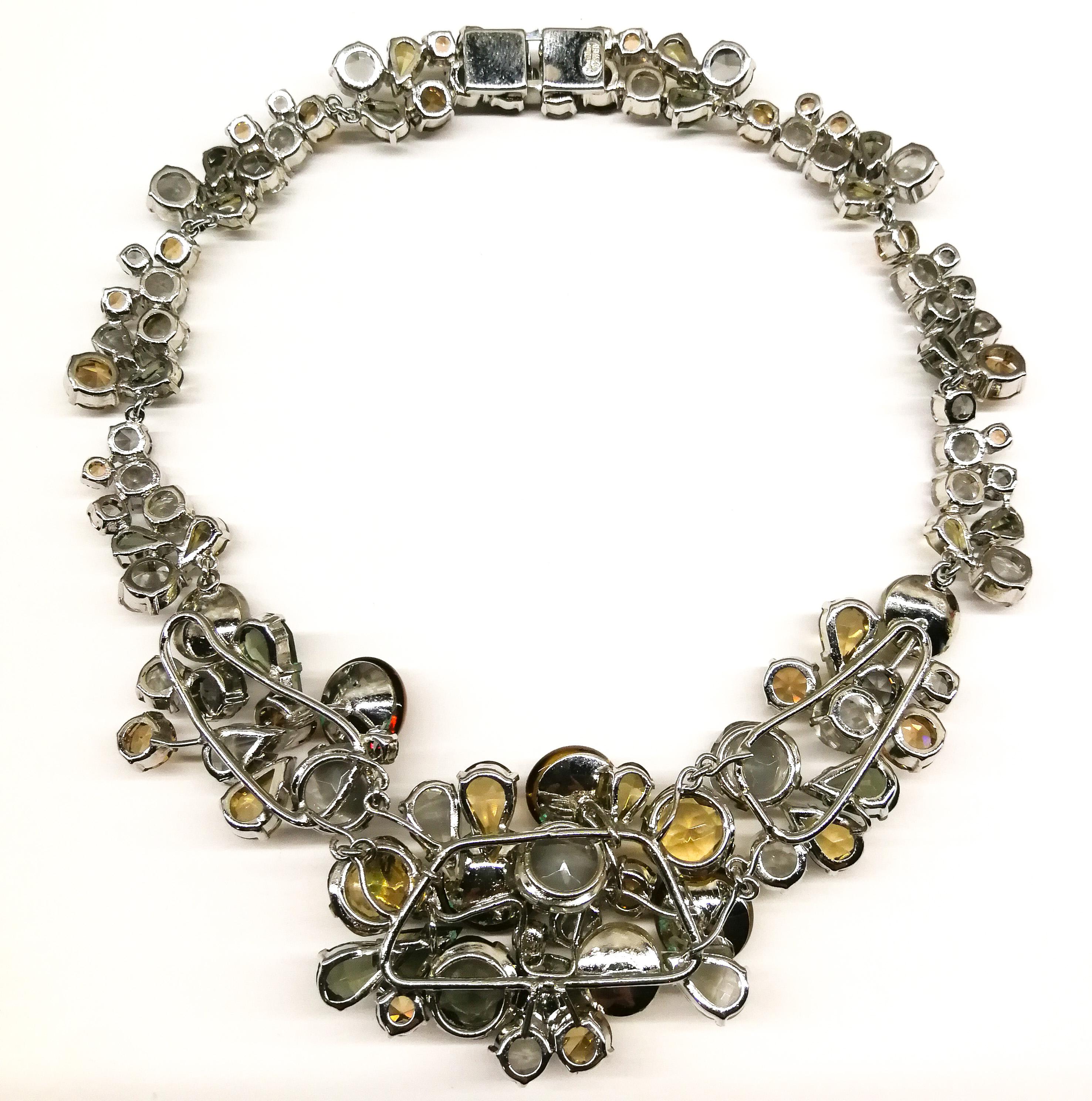 Women's Soft grey, brown and moss green multi shaped paste necklace, Christian Dior, 1958