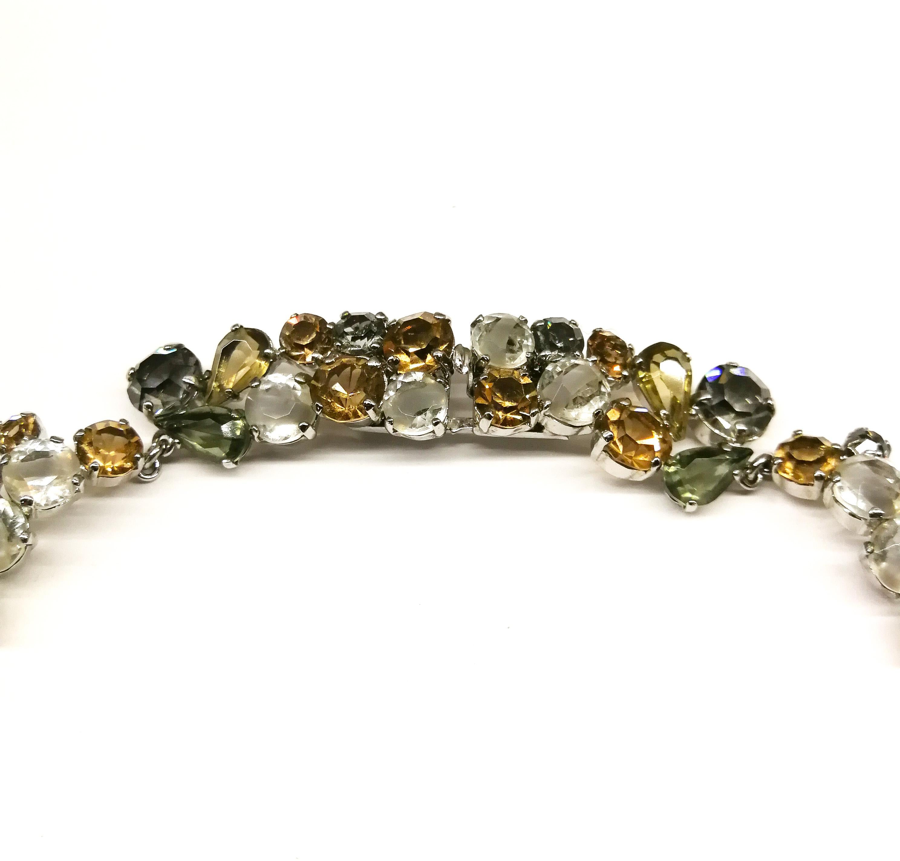 Soft grey, brown and moss green multi shaped paste necklace, Christian Dior, 1958 2