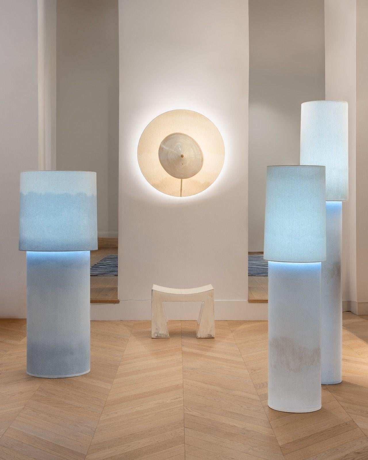 Soft Hues Gradient Ceramic Totem Handcrafted Sculptural Lamp by Elsa Foulon For Sale 2