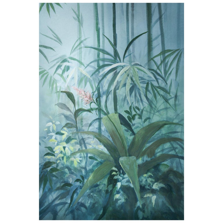 Soft Jungle, Hand Painted Wallpaper For Sale at 1stdibs