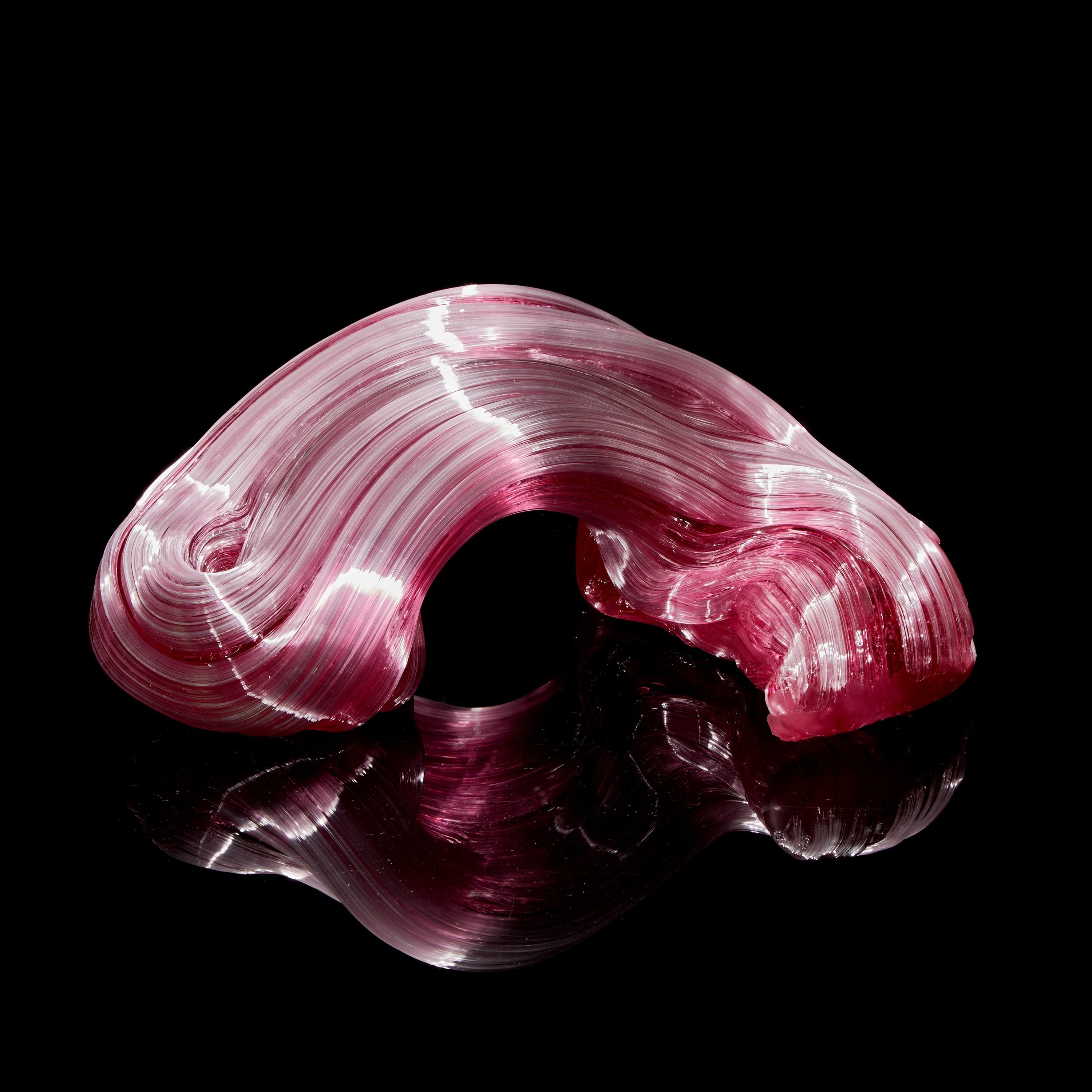 Organic Modern Soft Lines in Pink, a Unique Abstract Glass Sculpture by Maria Bang Espersen For Sale