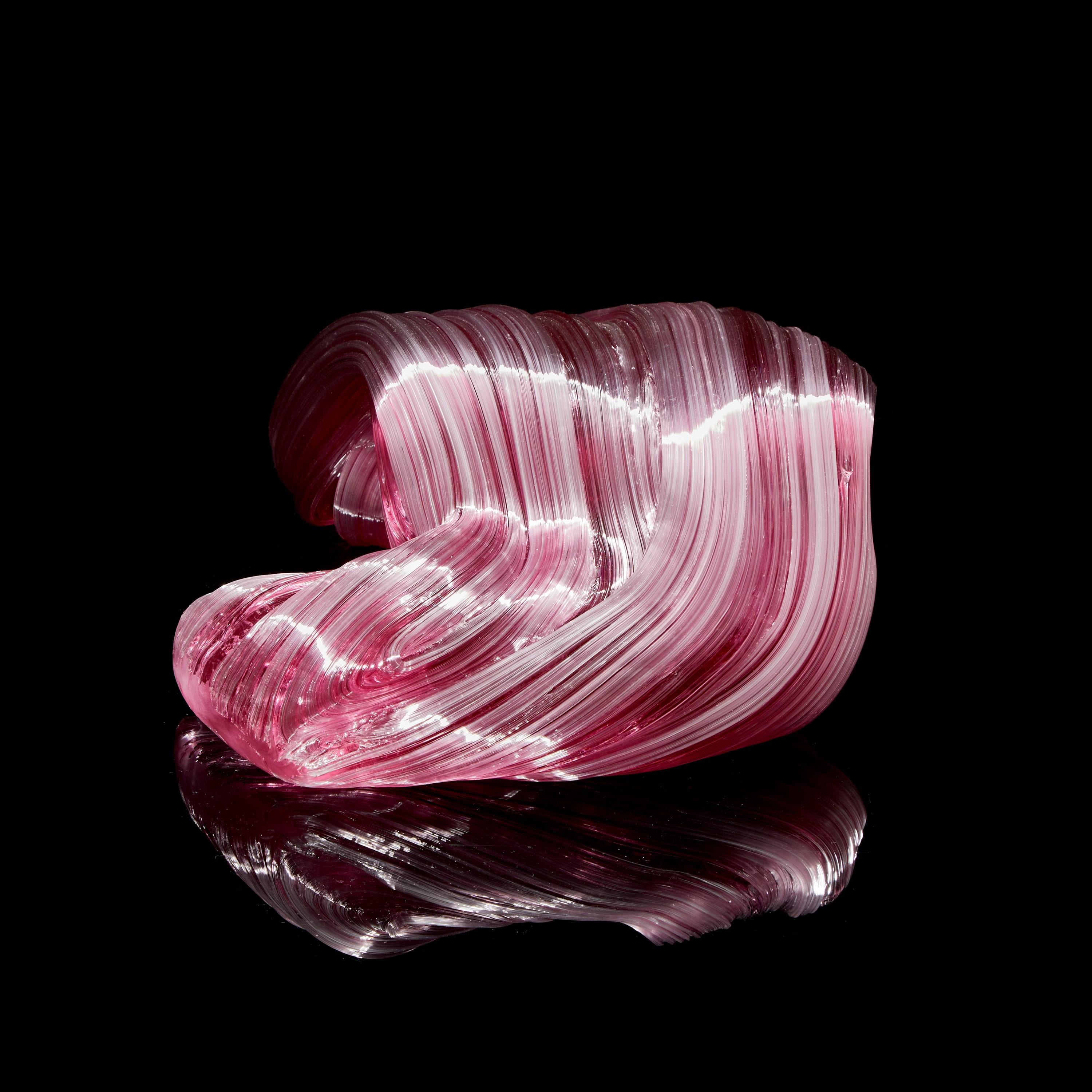 Swedish Soft Lines in Pink, a Unique Abstract Glass Sculpture by Maria Bang Espersen For Sale