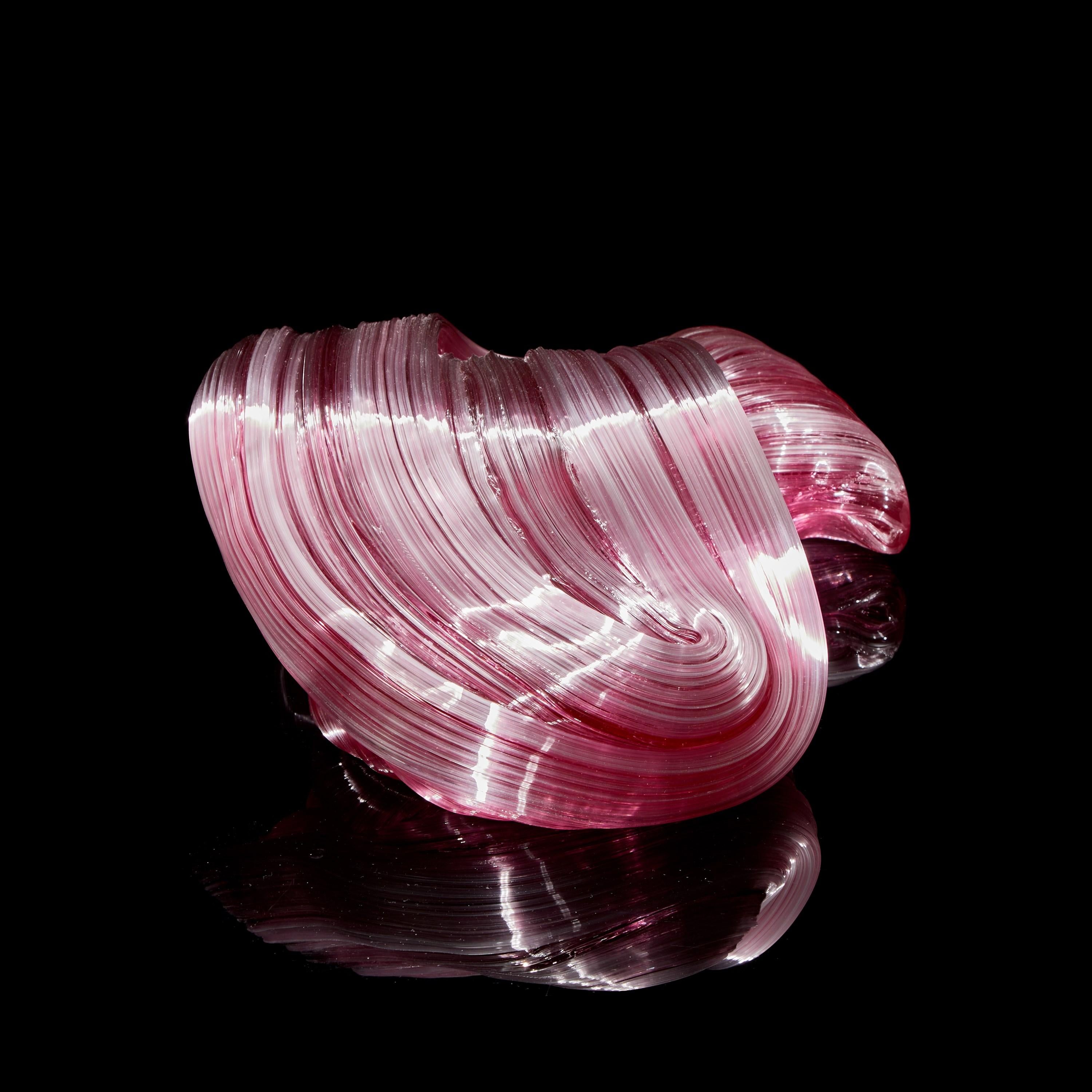 Soft Lines in Pink, a Unique Abstract Glass Sculpture by Maria Bang Espersen In New Condition For Sale In London, GB