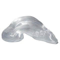 Soft Lines in White, a ridged abstract glass sculpture by Maria Bang Espersen