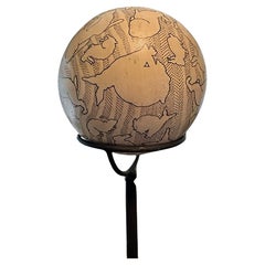 Soft Maple Sphere Sculpture "Hare Ball" by Michael Stallings with Stand