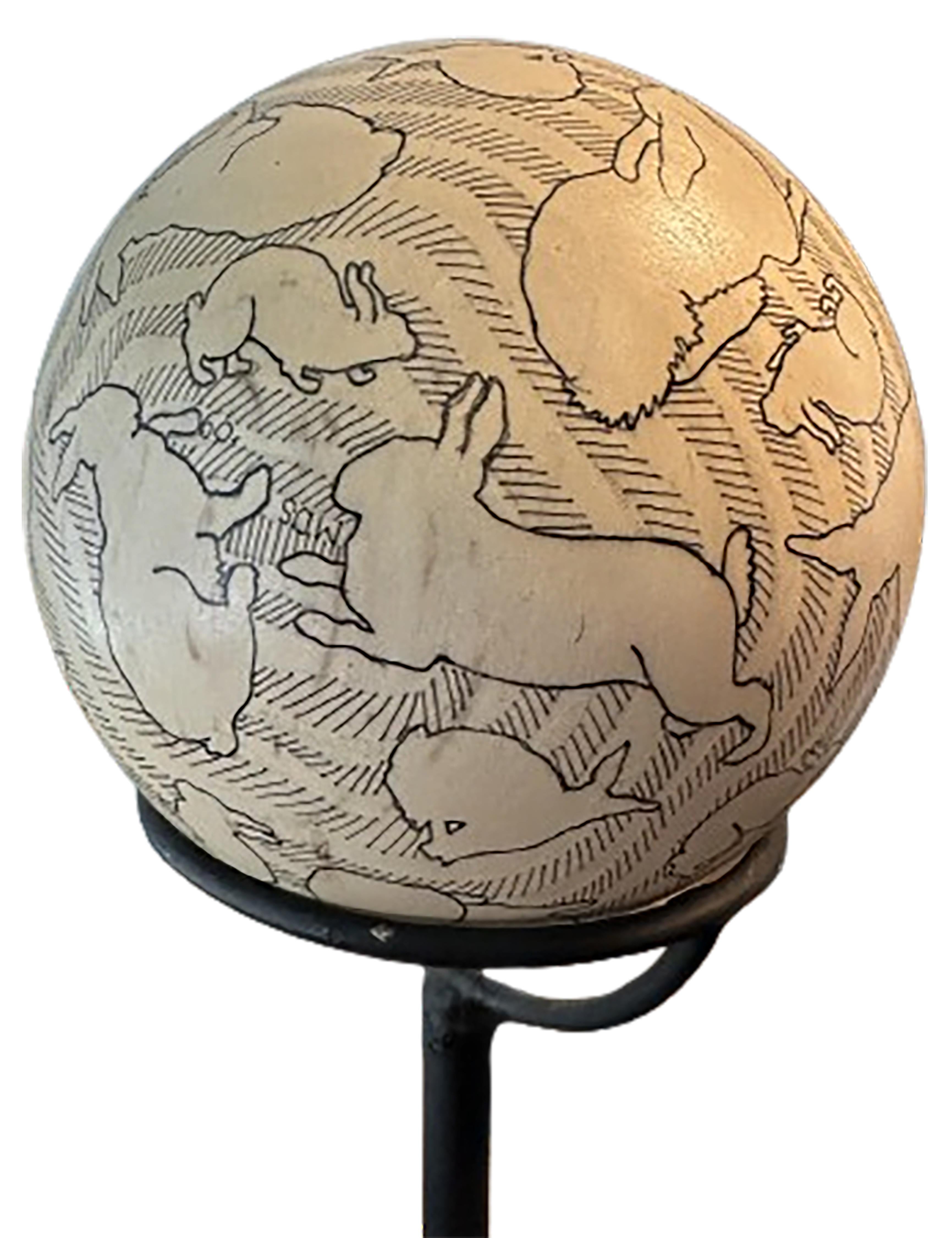 Américain Sculpture sphère en érable doux 