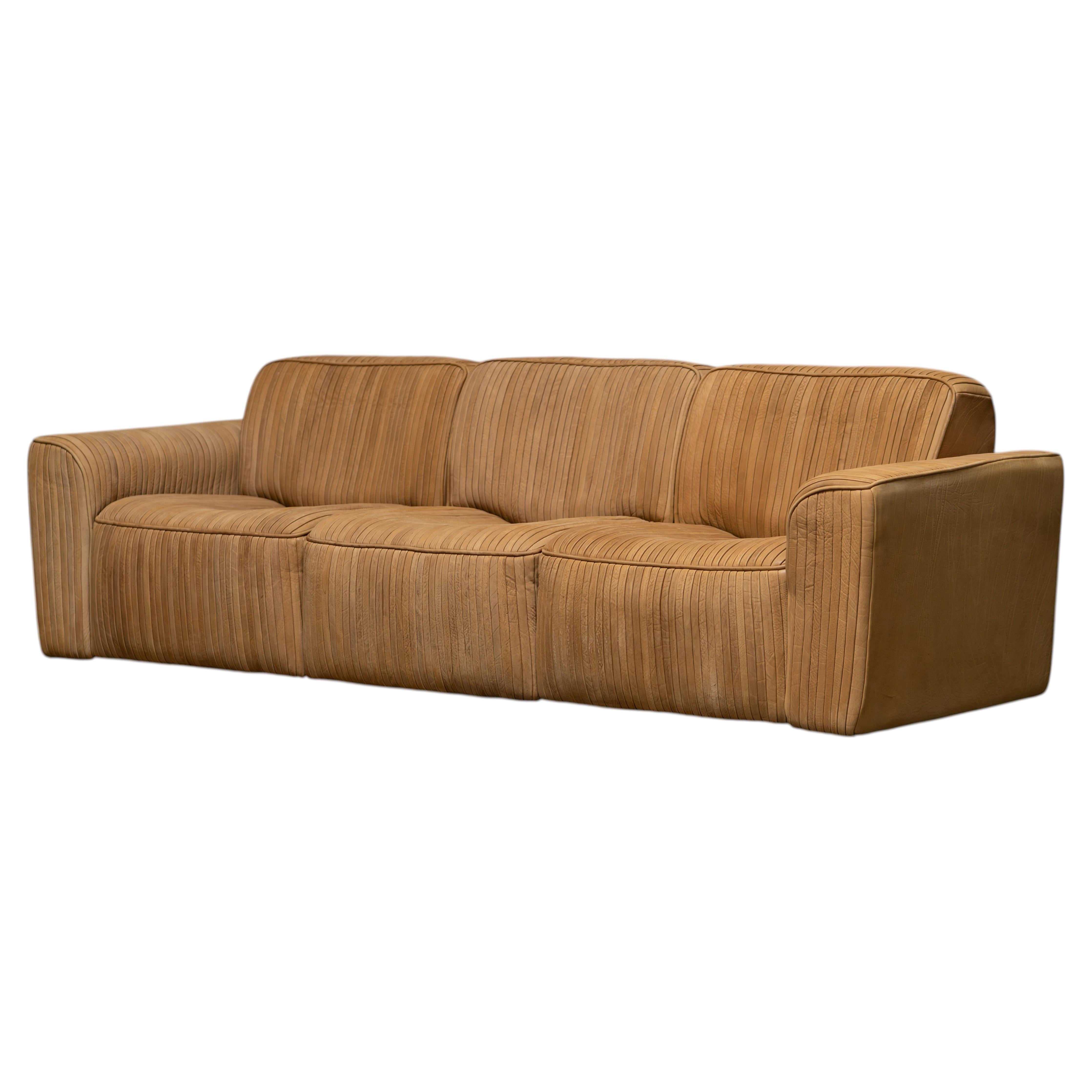 Soft Mid Century Modern Leather Sofa by Ernst Lüthy, De Sede Switzerland, 1970s