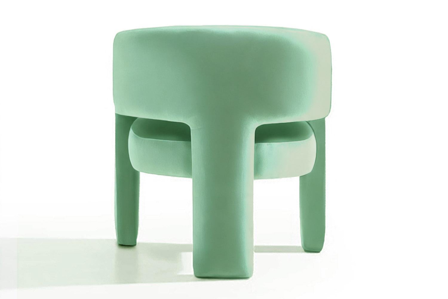 Spanish Soft Modern Aquamarine Velvet Armchair Calma For Sale