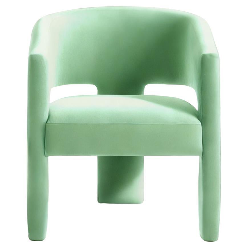 Soft Modern Aquamarine Velvet Armchair Calma