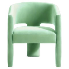 Soft Modern Aquamarine Velvet Armchair Calma