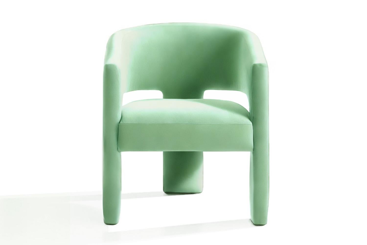 Contemporary Soft Modern Beige Velvet Armchair Calma For Sale