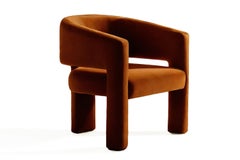 Contemporary Postmodern Brown Velvet Armchair Calma