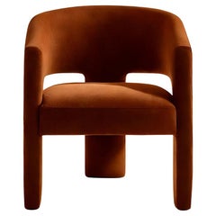 Soft Modern Brown Velvet Armchair Calma