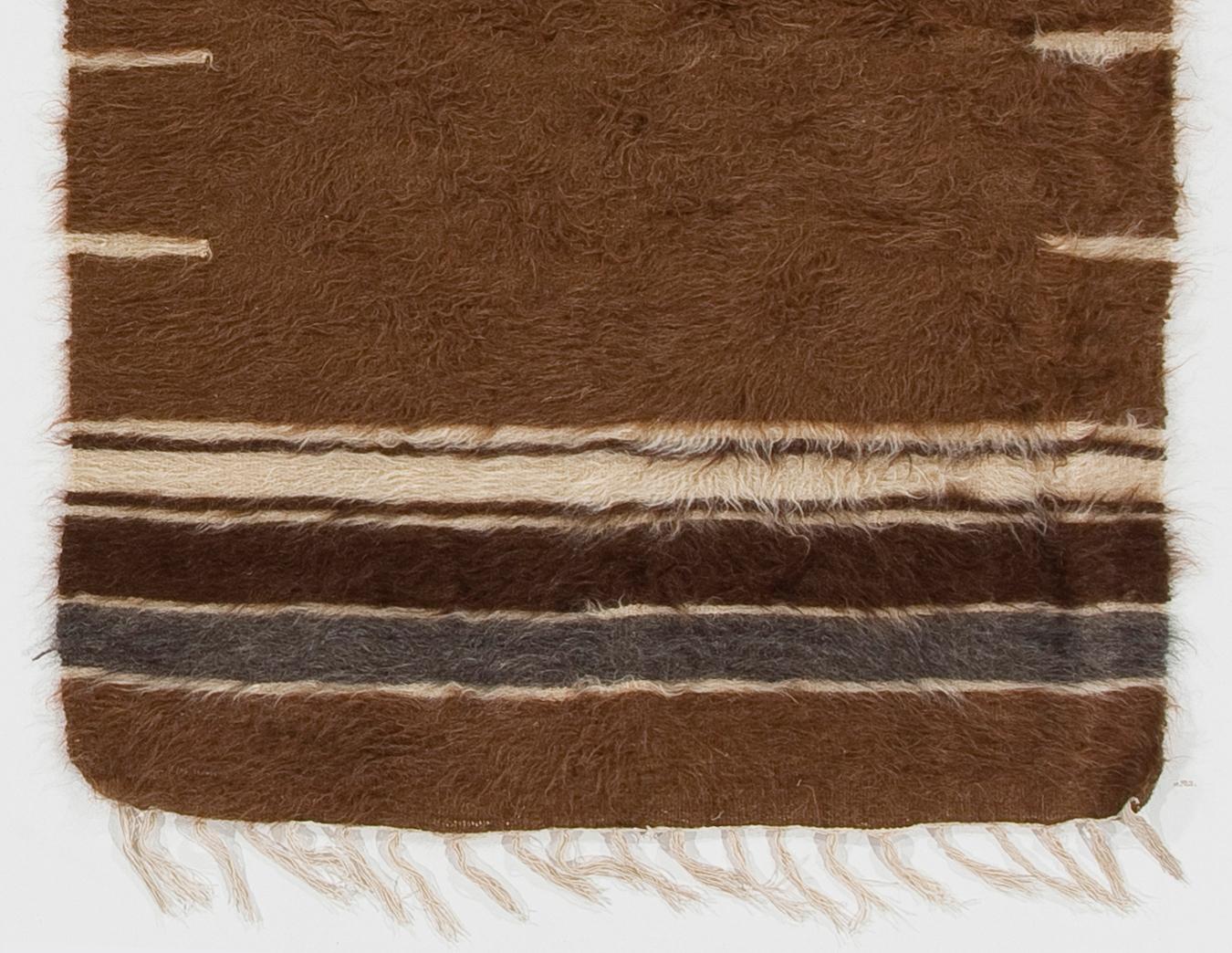 Turkish 2.8x4.1 ft Handwoven Soft Mohair Wool Kilim, Bed & Floor Covering, Sofa Throw For Sale