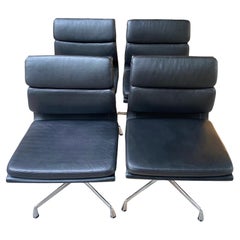 Soft Pad, Eames Set of 2 Soft Pad Chairs Black Leather