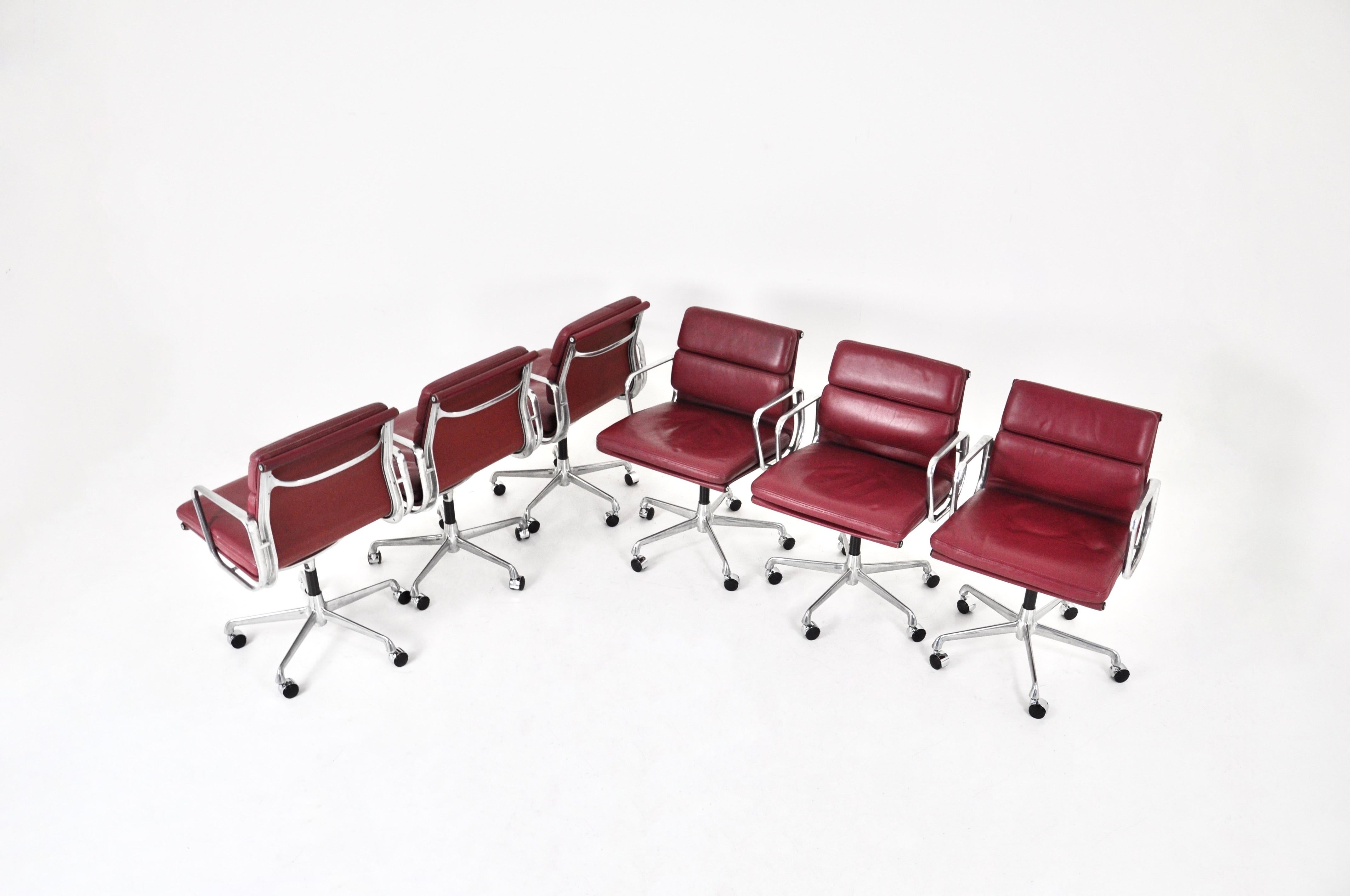 Mid-Century Modern Soft Pad Office Chairs by Charles & Ray Eames for ICF, 1970s, Set of 6