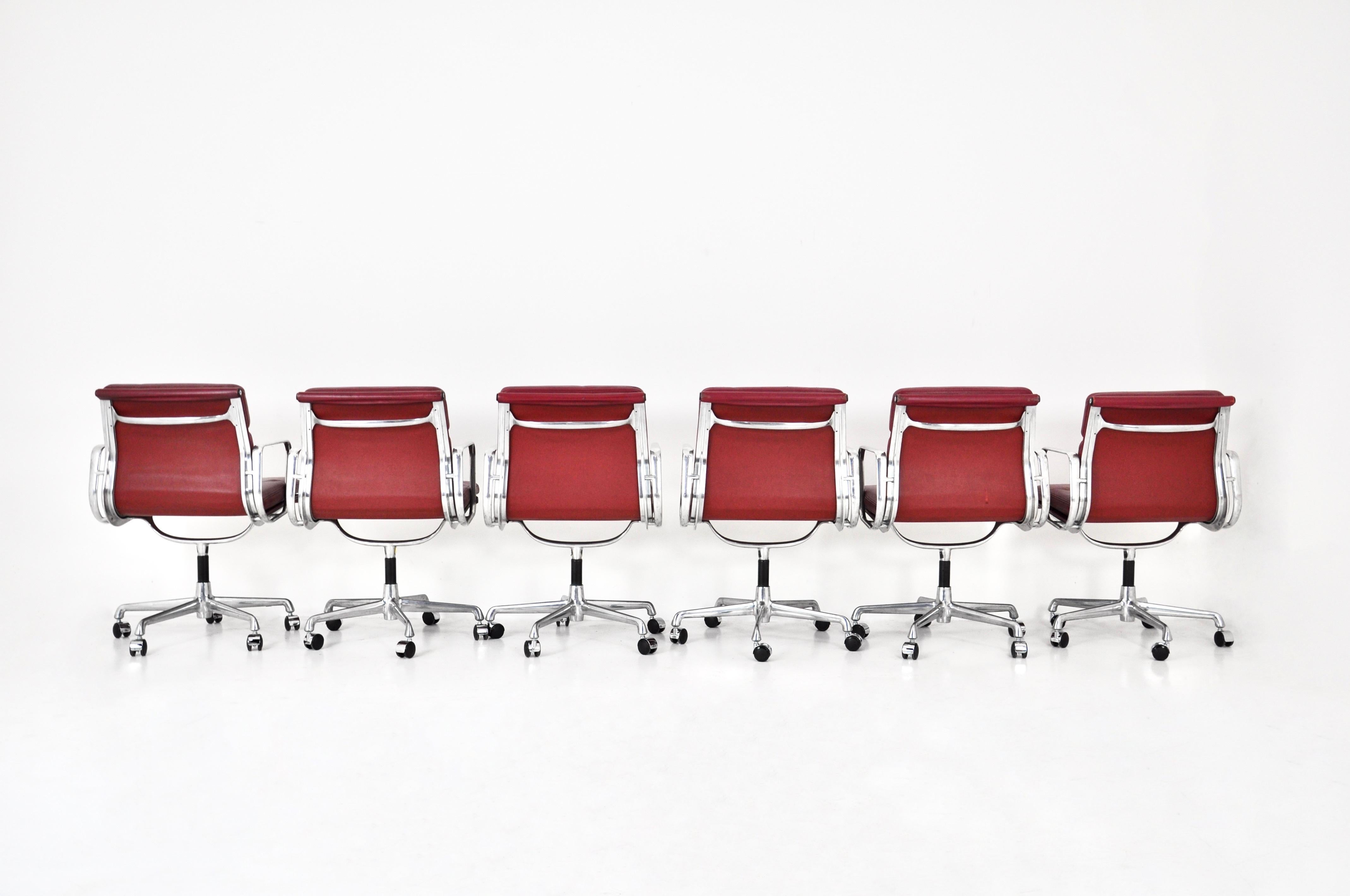 Aluminum Soft Pad Office Chairs by Charles & Ray Eames for ICF, 1970s, Set of 6