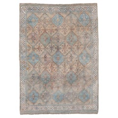 Vintage Soft Palette & Beautiful Persian Afghar Rug. Light Blue Accents, circa 1930s
