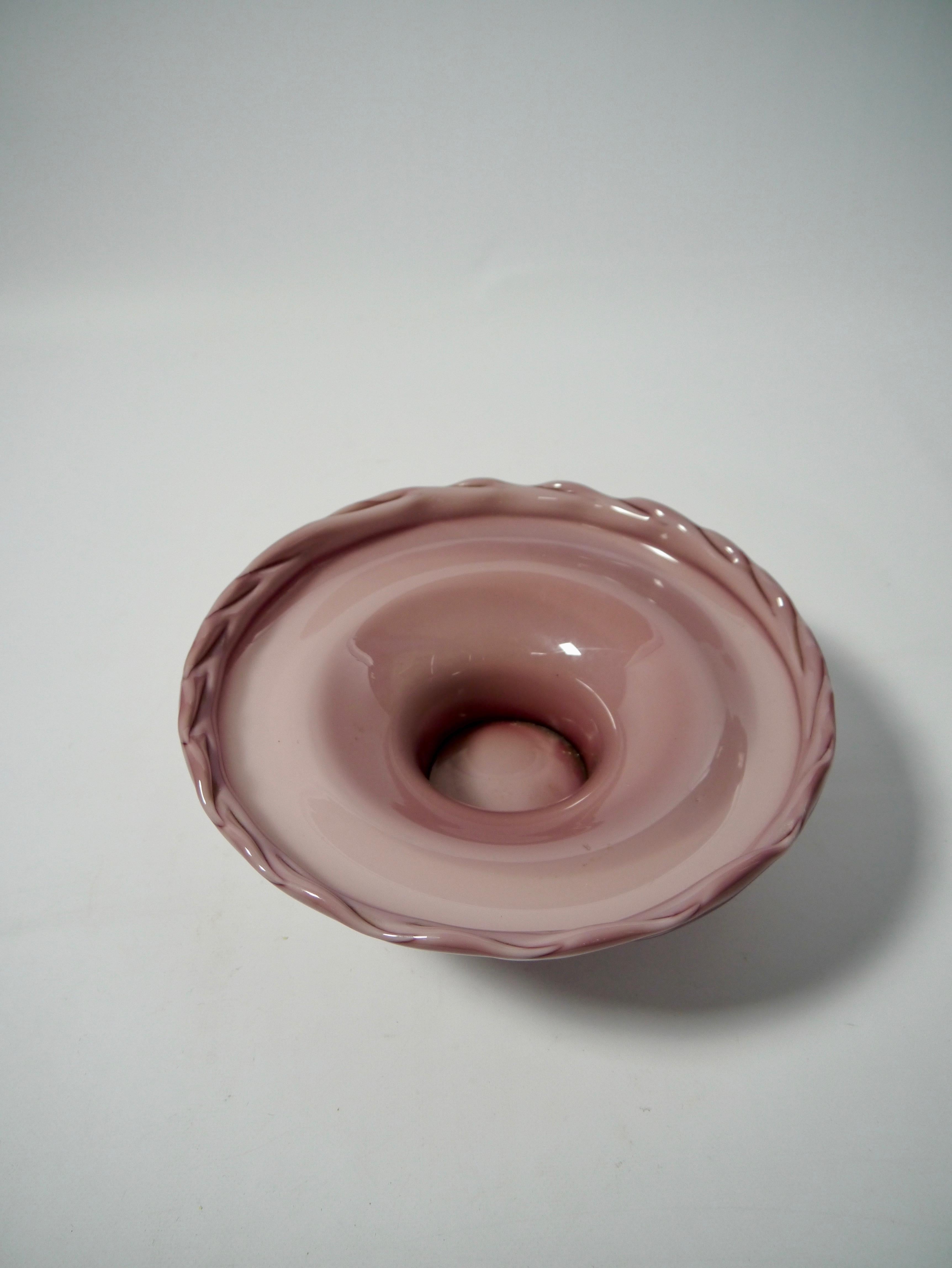 20th Century Soft Pink Murano Glass Dish / Bowl, Italy 1950s For Sale