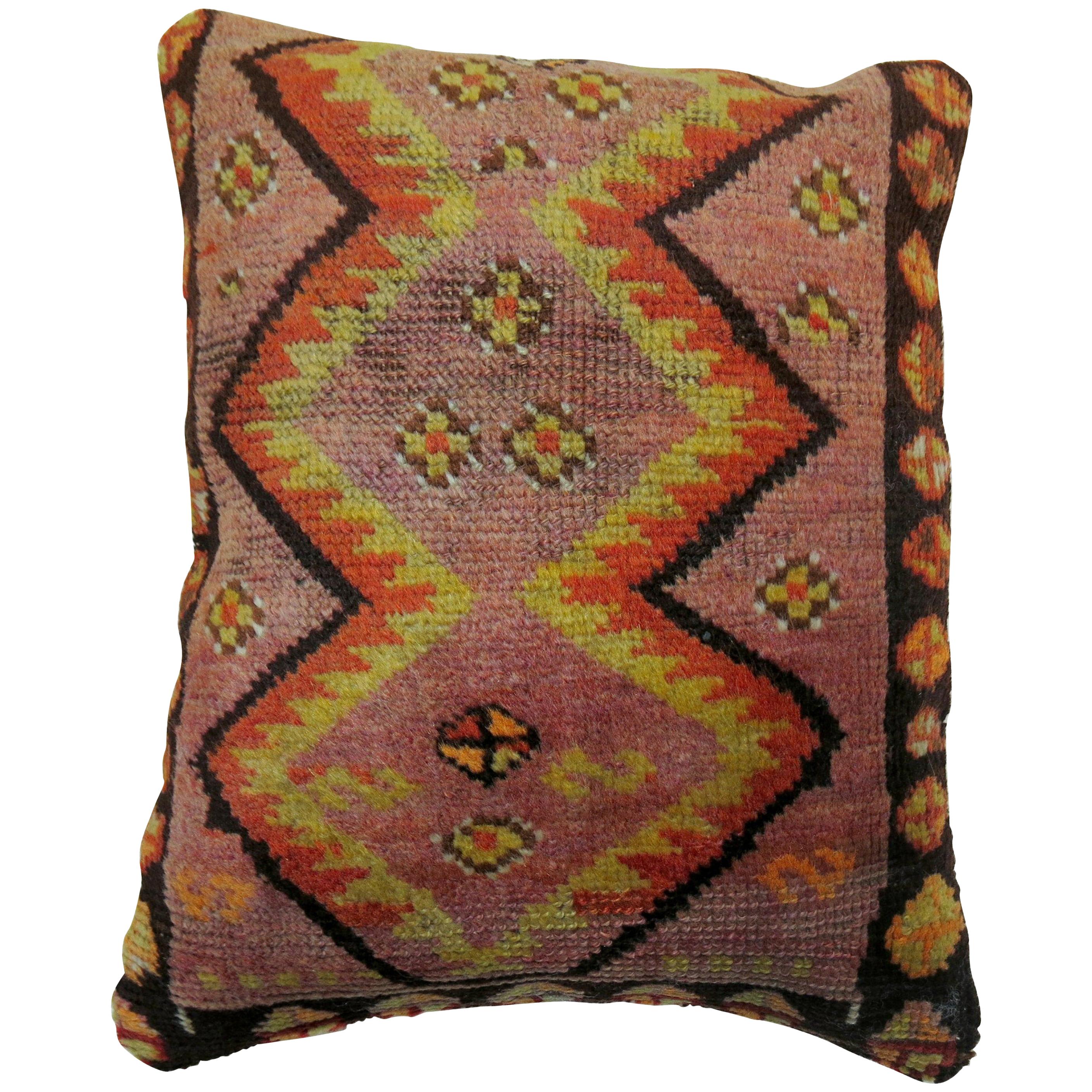 Soft Pink Primitive Turkish Rug Pillow