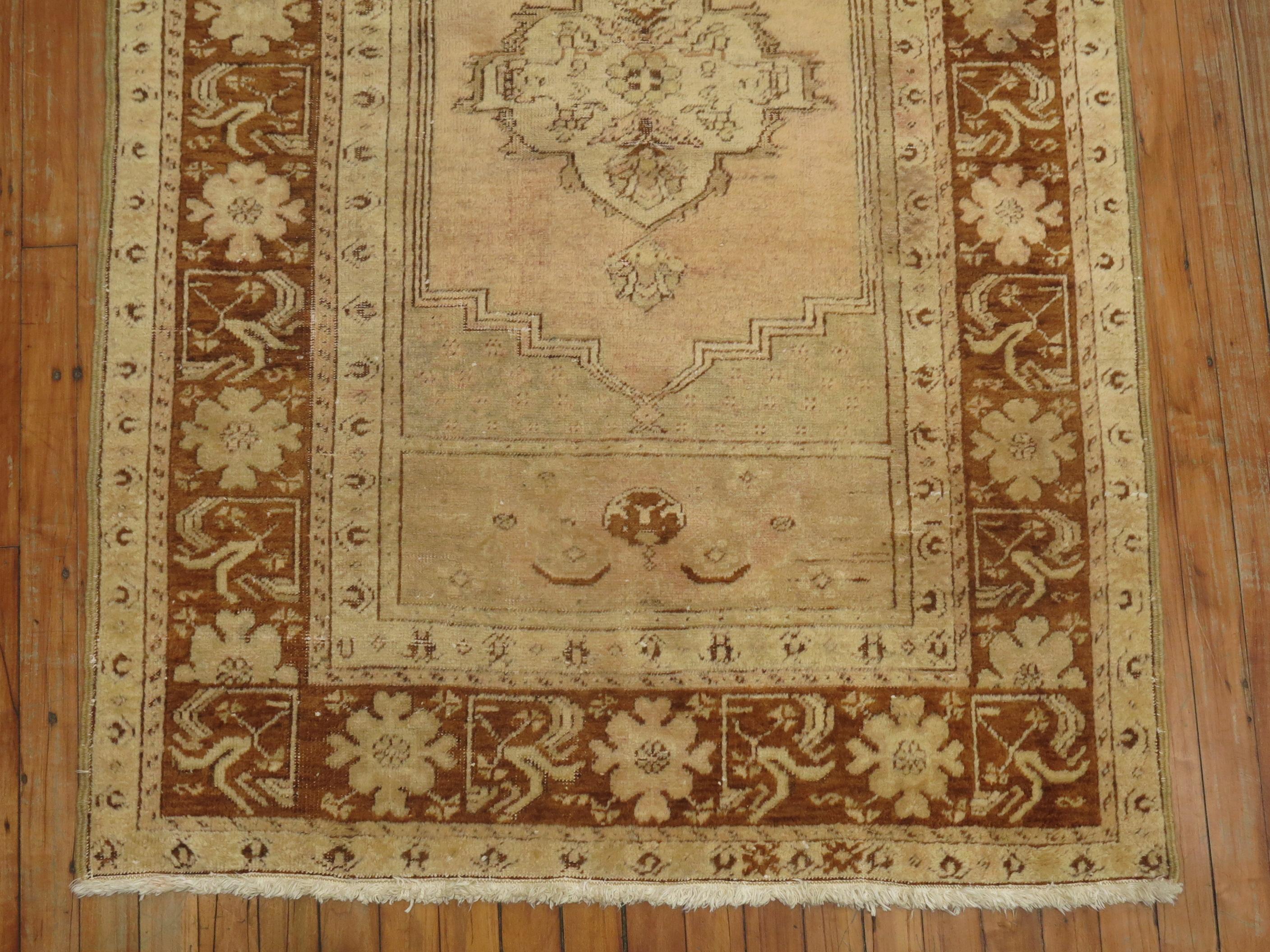 Turkish Soft Pink Salmon Oushak Rug For Sale