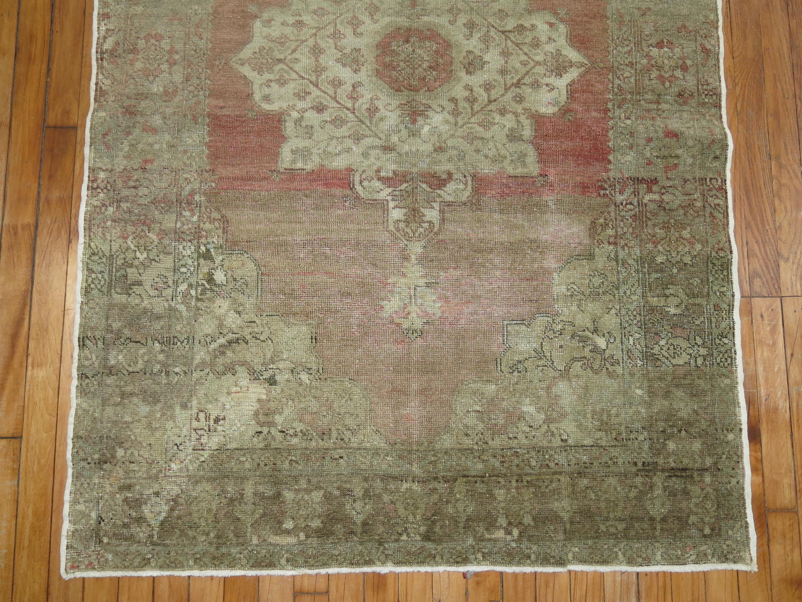 Hand-Knotted Soft Pink Turkish Oushak Rug For Sale