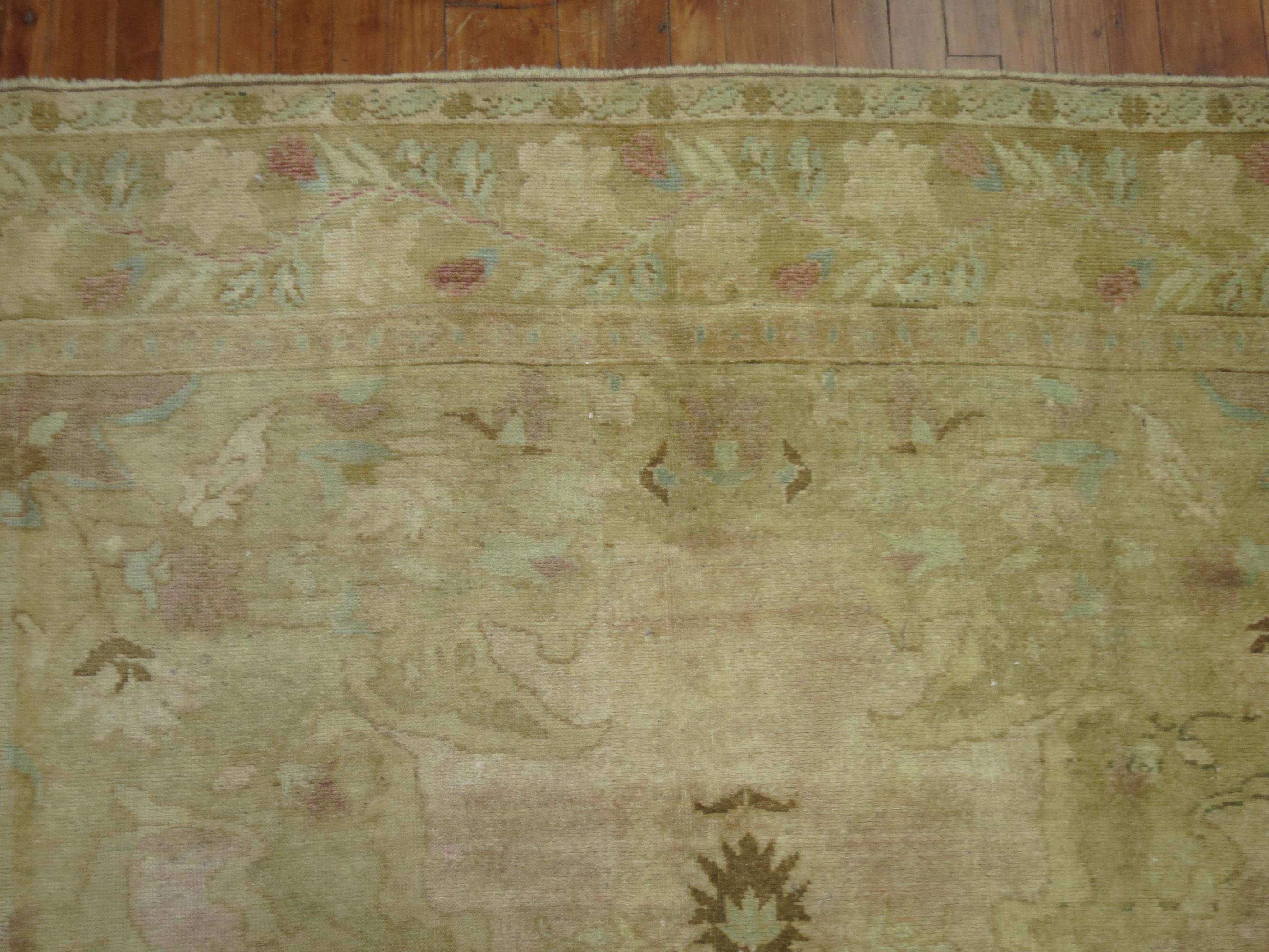 20th Century Soft Pink Turkish Oushak Rug For Sale