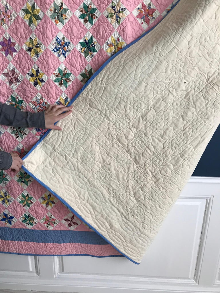 Soft Pink Vintage Patchwork Quilt For Sale at 1stdibs