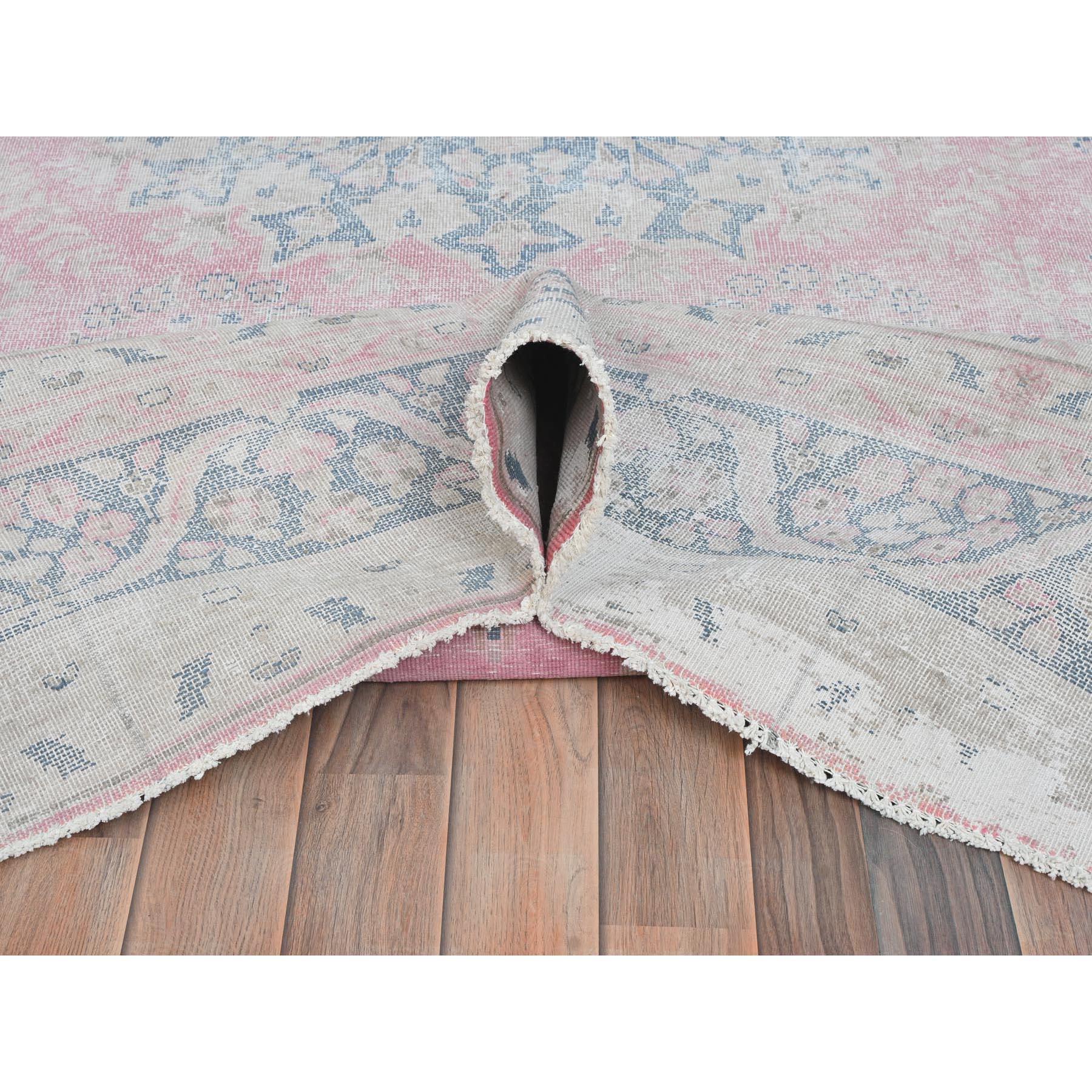 Mid-20th Century Soft Pink Vintage Persian Kerman Worn Wool Distressed Look Hand Knotted Rug For Sale